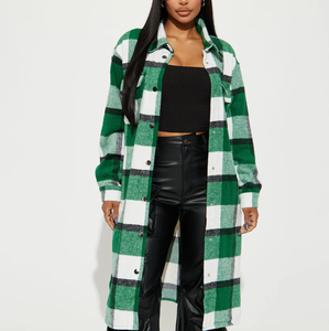 <span class=keywords><strong>Camicia</strong></span> Lunga Oversize a Quadri per Donna, Design Personalizzato all'Ingrosso, T-shirt con <span class=keywords><strong>Colletto</strong></span> e Bottoni in Cotone a Maniche Lunghe - Product Image 1