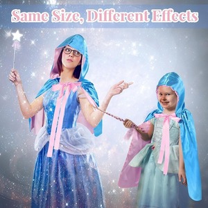 Capa de Princesa <span class=keywords><strong>para</strong></span> Niñas y Mujeres, Capa Reversible Negra y Roja con Capucha de Satén <span class=keywords><strong>para</strong></span> <span class=keywords><strong>Disfraces</strong></span> de Halloween, Vampiresa, Cosplay, Fiesta de Cumpleaños - Product Image 5