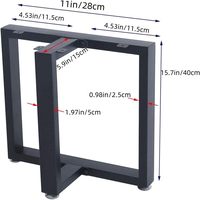 TIEOU Pieds de table basse rectangulaires en fer robuste de 16 pouces, pieds de bureau, pieds de banc (DIY sans planche)