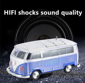 Mini haut-parleur sans fil vintage en forme de bus, coque transparente, lumière flash RGB 7 couleurs, radio FM, appels mains libres, USB, carte TF - Product Image 2
