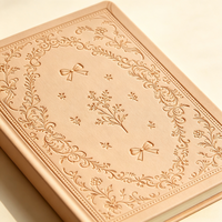 Cuaderno de Tapa Dura de PU con Lazo Floral en Relieve 3D Personalizado, Diario, Agenda, Regalo Vintage Retro