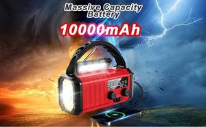 ไฟ LED วิทยุแบบพกพา10000มิลลิแอมป์ต่อวินาทีไฟอ่านหนังสือยูเอสบีนาฬิกาพลังงานแสงอาทิตย์ Noaa/am/FM ไฟฉายตั้งแคมป์ fm/am - Product Image 6