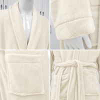 Peignoir personnalisé avec logo brodé, en flanelle de polyester, doux, beige, léger, pour la salle de bain et la vente en ligne, pour adultes