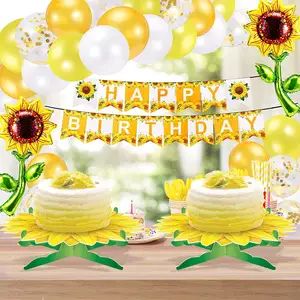 Sunflower Paper Tray Wedding Birthday Party Cupcake Dessert Plate 11.5 Inches Single Layer Disposable Cake Stand