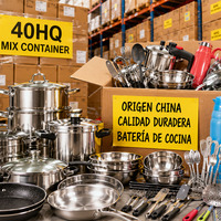 Perlengkapan Dapur Stok Lot Campuran dalam Wadah untuk Bolivia Mayorista Juego De Ollas Peralatan Masak Stainless Steel Fondo Grueso Triple Fondo