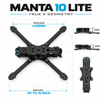 Châssis FPV Axisflying MANTA10 Lite 10 pouces True X Long Range en fibre de carbone T700, bras de 440 mm 7 mm, 389 g, 30.5 FC, VTX 20x20