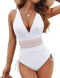Fabricante 2025 Traje de Baño Bikini Sexy de Estilo Simple para Niñas, Conjunto de 1 Pieza, Logotipo Personalizado, Color Sólido, Secado Rápido, Talla Grande, Cintura Alta - Product Image 3