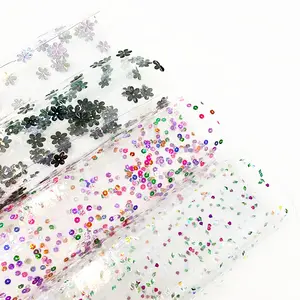 Độ dày 0.4 mét không thấm nước sequin trong suốt PVC để làm hàng thủ công và túi xách PVC phim