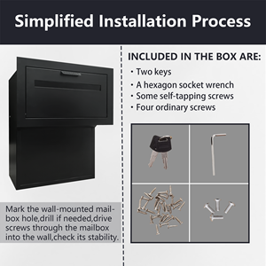 Buzón de correo exterior impermeable, caja de entrega de paquetes con cerradura, buzón de metal para casa, oficina y comunidad residencial - Product Image 6