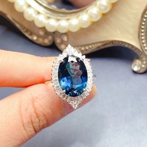 Anillo de Topacio Azul Londres con Piedra Preciosa Natural, Anillo de Oro Rosa de 18k, Anillo de Compromiso y Boda, Venta al por Mayor de Fábrica de Joyería de <span class=keywords><strong>Boutique</strong></span> - Product Image 1