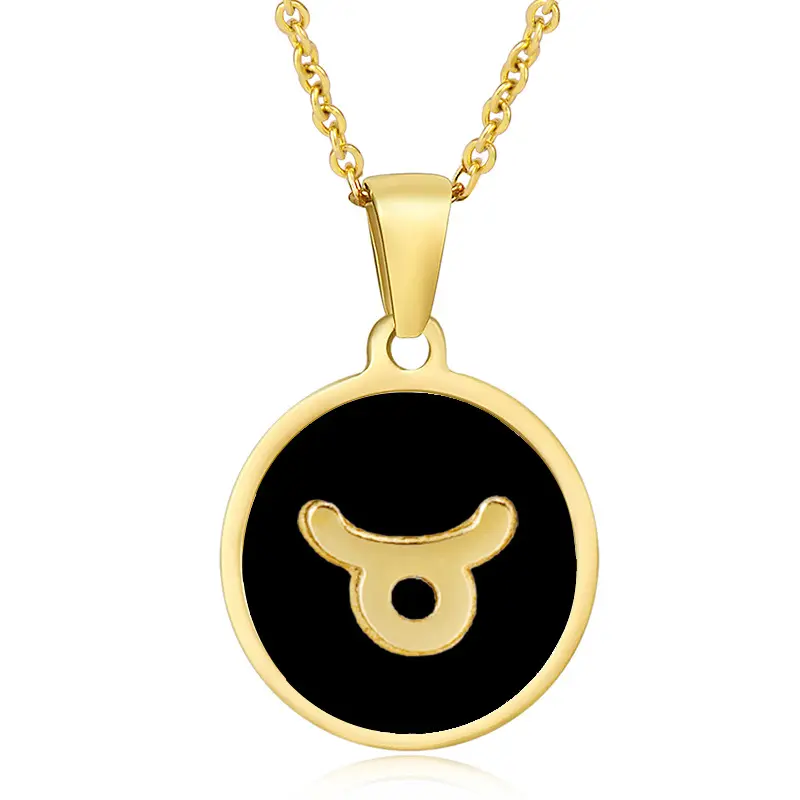 Real U Dainty Jewelry Simple Necklace for Women 18K Gold Plated Coin Pendant Necklace Fashion Jewelry Zodiac Necklaces