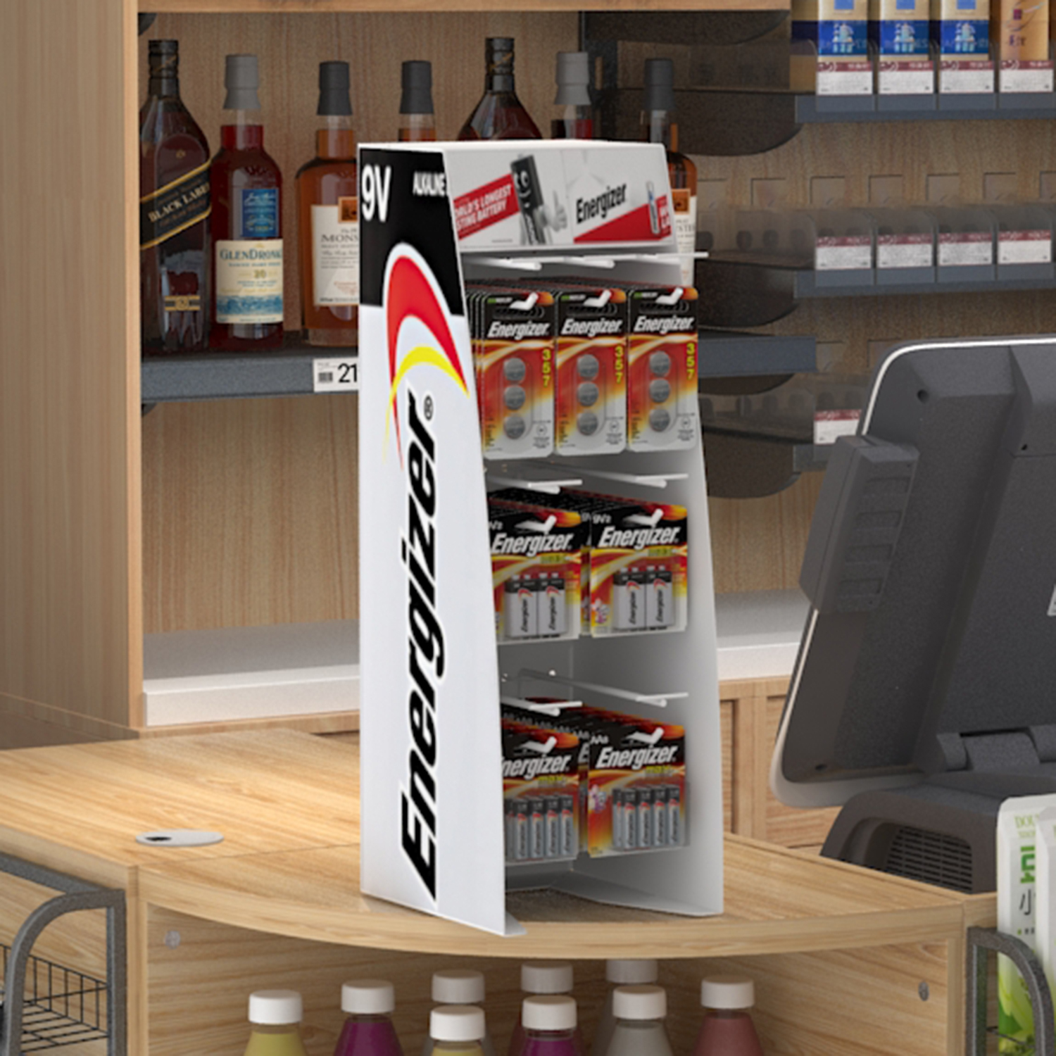 POP Customized PVC Plastic Battery Display Rack PVC Floor Display Rack Carton Paper Design — view 6