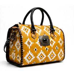 Sac à main en cuir de luxe pour femme, style vintage, motif cartes de créateur, avec chaînes décoratives et deux anses - Product Image 1