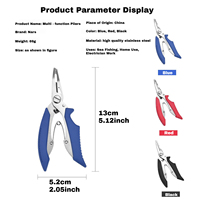 Pince de pêche multifonctionnelle en acier inoxydable et aluminium avec lame 2Cr13, coupe-ligne, décrocheur d'hameçons et coupe-anneaux brisés