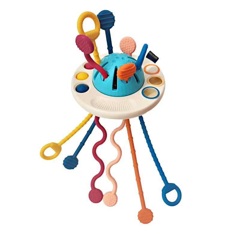 Pull String Toy Baby Interaktive fliegende Untertasse Puller Ball String Aktivität Sensorisches Spielzeug für Kinder