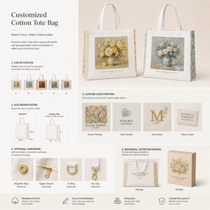 Borse Shopper in Tela di Cotone da Donna con Logo Personalizzato e Stampa Lettere - Product Image 5