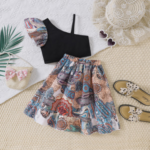 เสื้อผ้าเด็กฤดูร้อนไซส์ 3-7 ขวบ ขายส่งเสื้อผ้าเด็กสไตล์ชาติพันธุ์ ชุดเซ็ต 2 ชิ้น สายคล้องไหล่พิมพ์ลาย - Product Image 3