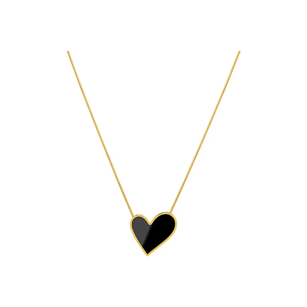 Vintage Style 18K Gold Plated Irregular shell Heart Necklace Gift Stainless Steel Enamel Love Heart Pendant Necklace for Women