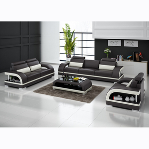 1 + <span class=keywords><strong>2</strong></span> + 3 canapés de salon en cuir véritable canapé ensemble - Product Image 3