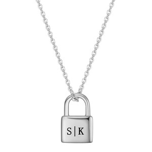 Collier avec pendentif en acier inoxydable plaqué or 18 carats, initiales personnalisées, bijoux de couple, à porter tous les jours, unisexe - Product Image 5