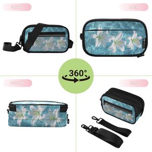 Sac bandoulière Feifeiyu pour femme, bleu floral, en nylon, avec fermeture éclair, portable, tendance, pour tous les jours, toutes saisons - Product Image 5