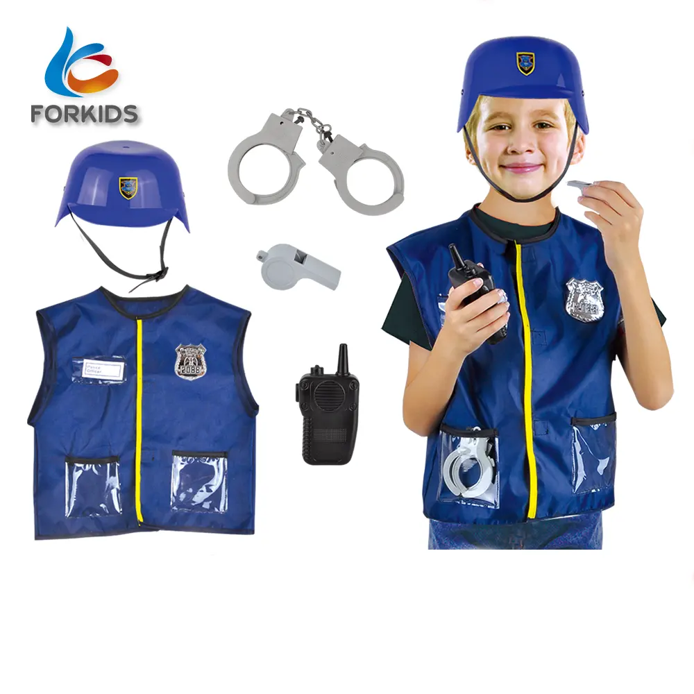 5PCS KID'S POLICIAL HERÓI TRAJE DRAMATIZAÇÃO UNIFORME COM ARMA de BRINQUEDO BRINQUEDOS SET,KID DRESS UP ROLE PLAY SET