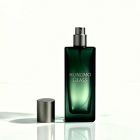 Botol Parfum Kosong Premium 30ml Bentuk Persegi Pipih, Botol Semprot Kaca Persegi Panjang Gradasi Hijau, Botol Parfum Isi Ulang