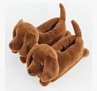 Chaussons en peluche amusants pour enfants, animaux moelleux, teckel, mignons, chauds pour l'hiver, chaussures de maison pour enfants
