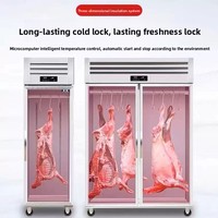 Réfrigérateur professionnel pour la présentation de viande de bœuf, armoire réfrigérée vieillie avec contrôle numérique de la température et porte en verre