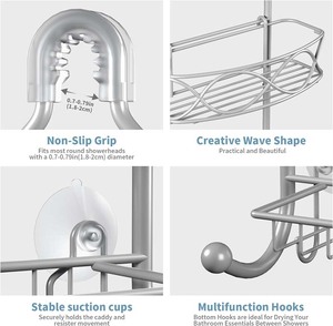Thấp moq rustproof phòng tắm vòi hoa sen phòng Kệ tổ chức tắm Caddy trên vòi hoa sen đầu với xà phòng chủ và móc - Product Image 5