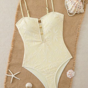 Q1880-2026 Maillot <span class=keywords><strong>de</strong></span> <span class=keywords><strong>bain</strong></span> une pièce pour femme en mousseline <span class=keywords><strong>de</strong></span> soie, imprimé bohème, ajouré et dos nu, style bikini, été - Product Image 3