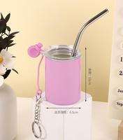 Mini gobelet en acier inoxydable de 3 oz à sublimation avec paille et couvercle Tasses isolées sous vide à double paroi avec porte-clés