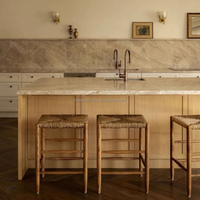 Tabouret de comptoir sans dossier HOMU en bois massif et rotin tressé, chaise de salle à manger au design contemporain pour cafés, hôtels et salons