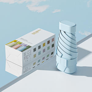 Nouveau mini parapluie pare-<span class=keywords><strong>soleil</strong></span> pliable portable noir, protection solaire ultra-légère, parapluie plat pour femme, 5 plis, pour sac, cadeau, parapluie en alliage - Product Image 3