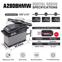 Servomoteur brushless AGFRC A280BHMW 78KG à couple élevé, 0,082 seconde, PWM, cinq roulements à billes, engrenages métalliques pour avion RC 1/5