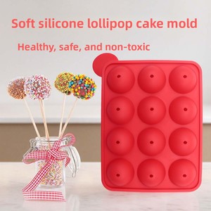 <span class=keywords><strong>Moule</strong></span> à sucettes en silicone de qualité alimentaire, 12 cavités, forme boule, DIY, résistant aux hautes températures, facile à démouler, réutilisable, pour gâteaux - Product Image 3