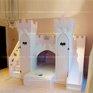 <strong>Children's</strong> Bunk <strong>Bed</strong> <strong>with</strong> Staggered Design Dreamy Cute Castle <strong>Bed</strong>, Bunk <strong>Bed</strong> <strong>with</strong> <strong>Slide</strong> Custom Princess <strong>Bed</strong> for Girls' Room - Product Image 1