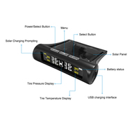 Sistem Pemantau Tekanan Ban Mobil Nirkabel TPMS dengan Layar LCD, Alarm Abnormal, Pengisian Daya Solar & USB, dan 4 Sensor Eksternal