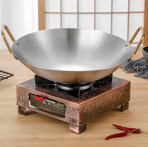 Wok de Acero Inoxidable DFW01 de 24cm, 26cm, 28cm y 30cm, Multi Tamaño, Estilo Chino, con 2 Asas Doradas, Venta al Por Mayor - Product Image 2