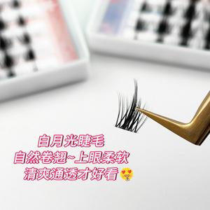 Lakanaku Beauty Lashes – faux cils individuels, bande invisible, 8 rangées, style clair de lune blanc, pour débutants - Product Image 4