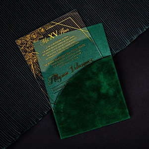 <span class=keywords><strong>Enveloppe</strong></span> floquée personnalisée de couleur <span class=keywords><strong>verte</strong></span> estampée à chaud carte d'invitation d'affaires cadeau avec enveloppes d'emballage de cartes transparentes - Product Image 2