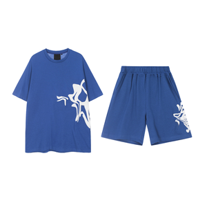 Ensemble T-shirt décontracté à manches courtes et pantalon court <span class=keywords><strong>Syna</strong></span>, imprimé lettres en mousse, tendance et polyvalent pour l'été - Product Image 2
