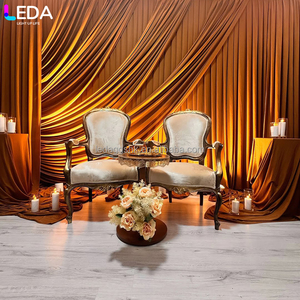 LEDA Weddings <b>Parties</b> <b>Backdrop</b> Decor High-end Luxury Style Brown Fabric Curtain Background - Product Image 3