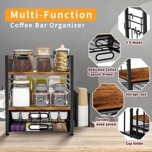 Organizador de Estación de Café Oniya de <span class=keywords><strong>4</strong></span> Niveles con Cajón para Almacenamiento de Cápsulas <span class=keywords><strong>K</strong></span> y Portavasos para Barra de Café en la Encimera - Product Image 5