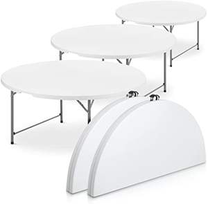 थोक भोजन सफेद घटना पार्टी फोल्डेबल राउंड टेबल शादी आउटडोर फोल्डिंग <span class=keywords><strong>60</strong></span> इंच प्लास्टिक टेबल - Product Image 1