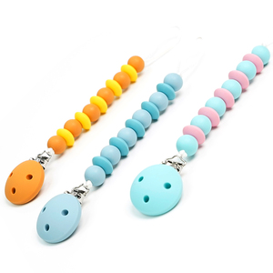 Vente en gros sans personnalisé Bpa multicolore hêtre silicone perle chaîne de sucette mignon clips de chaîne de sucette en silicone de qualité alimentaire - Product Image 1