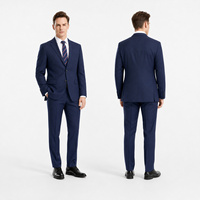 Costume sur mesure pour homme, bleu roi pied-de-poule, extensible, simple boutonnage, en laine peignée, 2 pièces, coupe ajustée, pour affaires et mariage