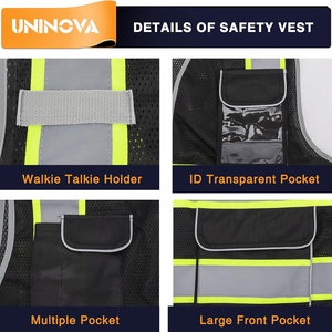 Chaleco de Seguridad de Alta Visibilidad Clase 2 con Cierre Frontal, Estándar ANSI/ISEA 107, Logotipo Personalizable, Cintas Reflectantes, <span class=keywords><strong>Ropa</strong></span> <span class=keywords><strong>Reflectante</strong></span> - Product Image 4