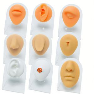 Modèle d'entraînement en silicone souple pour piercing, simulation d'oreille, nez, lèvre, langue, nombril, outil de présentation de bijoux pour studio de tatouage et de piercing - Product Image 3