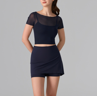 Ensemble de yoga pour femme : Soutien-gorge de sport en maille avec coussinets intégrés, antibactérien, sensation seconde peau, pour la course et le badminton